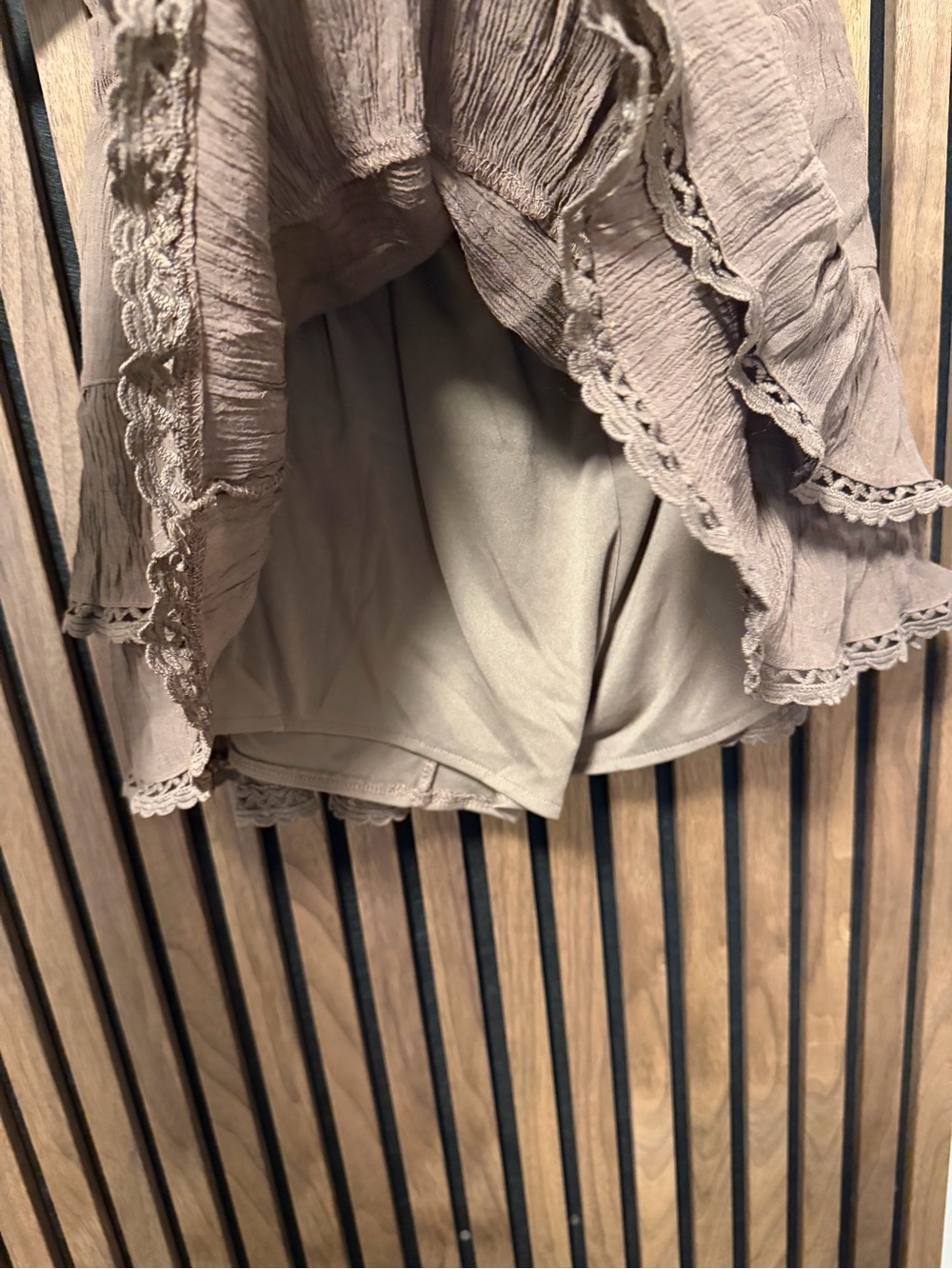 Women’s Ruffled Layered Shorts - Brown - Picture 3 of 4